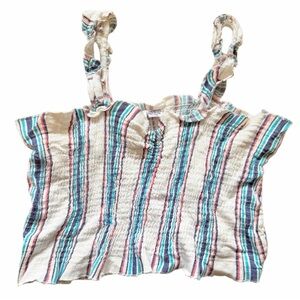 Ron Jon Surf Shop Ruffle Strap Crop Top With Smocked Detail Size Large